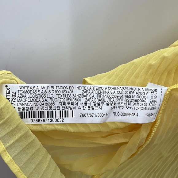 Zara Pleated Cape Blouse in Yellow Size Medium NWT - Picture 6 of 7
